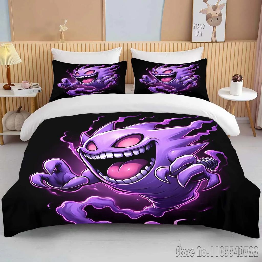 Anime Pokemon Gengar 3D Tištěný Dětský Povlečení Sada Dětské Povlaky na Peřinu Sada Ložní Prádlo Twin Jednolůžko King Děti Dospělí Dárek