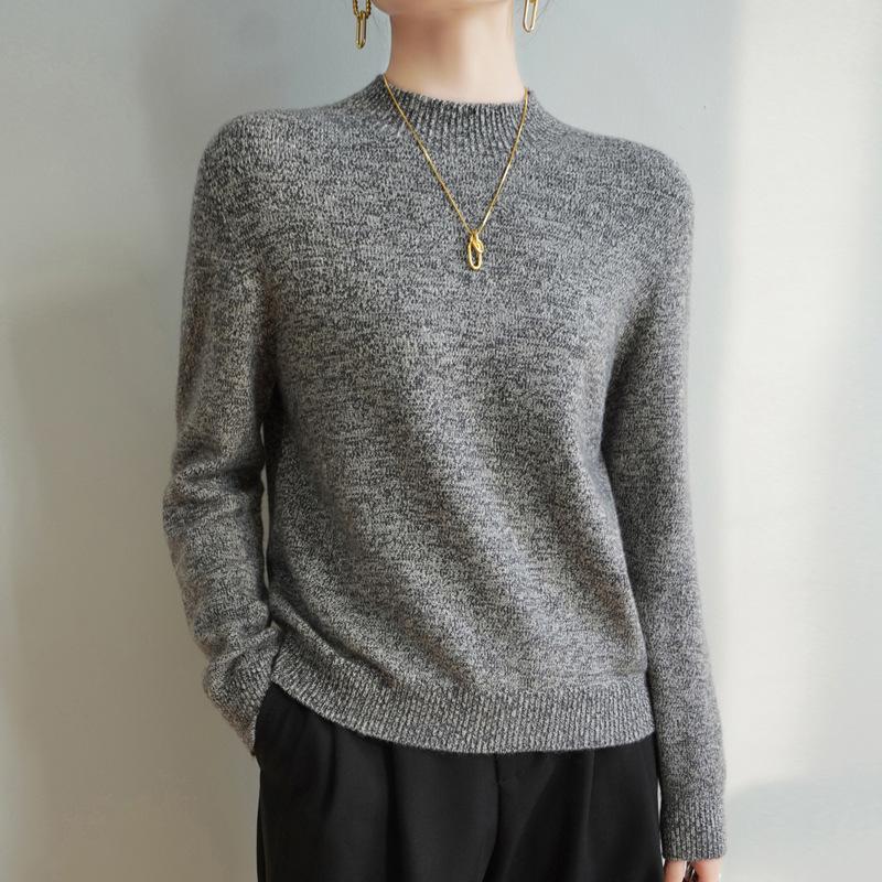 The New Long-sleeved Sweater Top with A Semi-high Neck and A Base Layer Makes You Look Slimmer and More Fashionable In Spring and Autumn