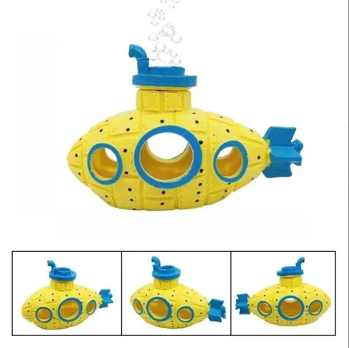 

Смоляная подводная лодка Декорация для аквариума Укрытие для рыбок и креветок Пещера-убежище Водный орнамент Фон для аквариумного ландшафта Аксессуары жёлтый