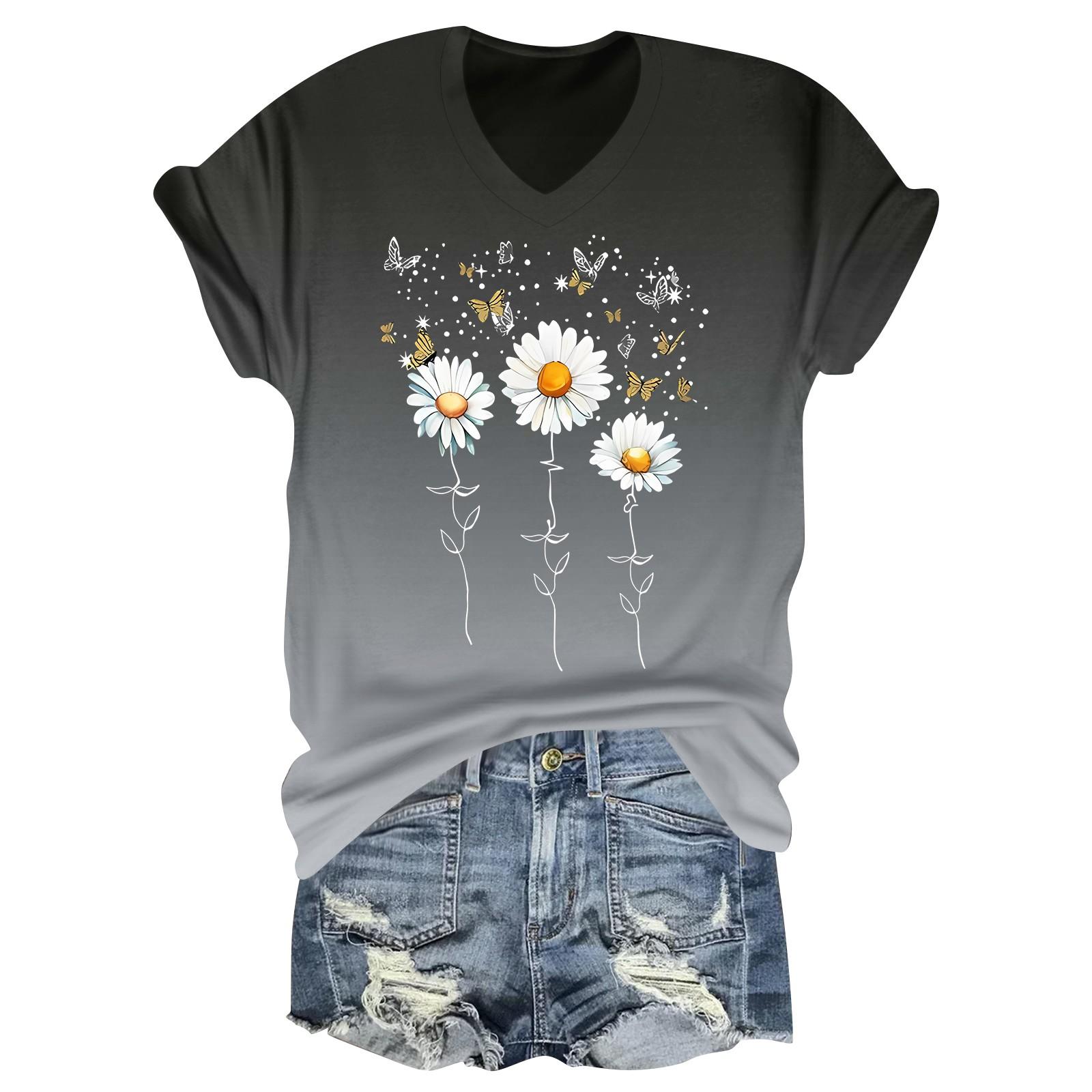 

Женская повседневная футболка с круглым вырезом и цветочным принтом, длинный рукав S