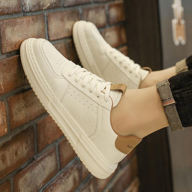 Little White Men'S Shoes Breathable Trend Versatile Men'S Casual Leather Shoes Men'S White Shoes Sports Board Shoes