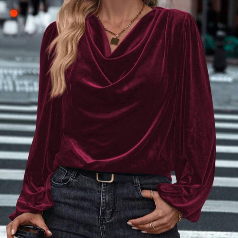 Women's Clothing Stack Collar Top Fashion Versatile Long Sleeve Casual Tops Women’s