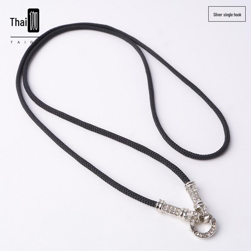 Unisex Thailand Amulet Chain: Diamond Quick-Release Buckle Cord with Thangka Pendant