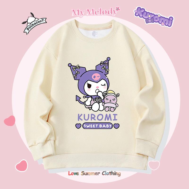 Girls Crewneck Sweatshirt My Melody Sario Cute Hoodie Clothes Kawaii Girls Kuromi Sweatshirt Spring Autumn Sweatshirt Child Tops