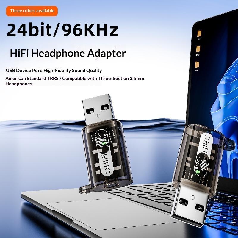 USB A to 3.5mm TRRS Audio Converter External Sound Card HiFi Sound Headphone Mic Adapter for Portable Laptop PC Use
