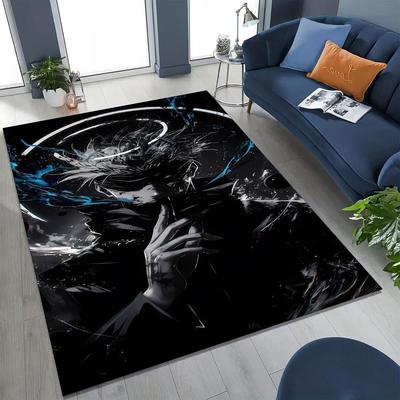 Anime Jujutsu Kaisen Yuji Satoru Cartoon Rug for Bedroom Living Room Sofa Home Doormat Decor, Large Kids Play Non-slip Floor Mat