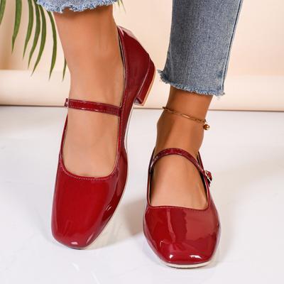 Modische Mary Jane Schuhe für Damen Neue Mode Mittel Absatz Damen Einzelschuhe Weiche und Bequeme Rote Ballerinas Zapatos De Mujer