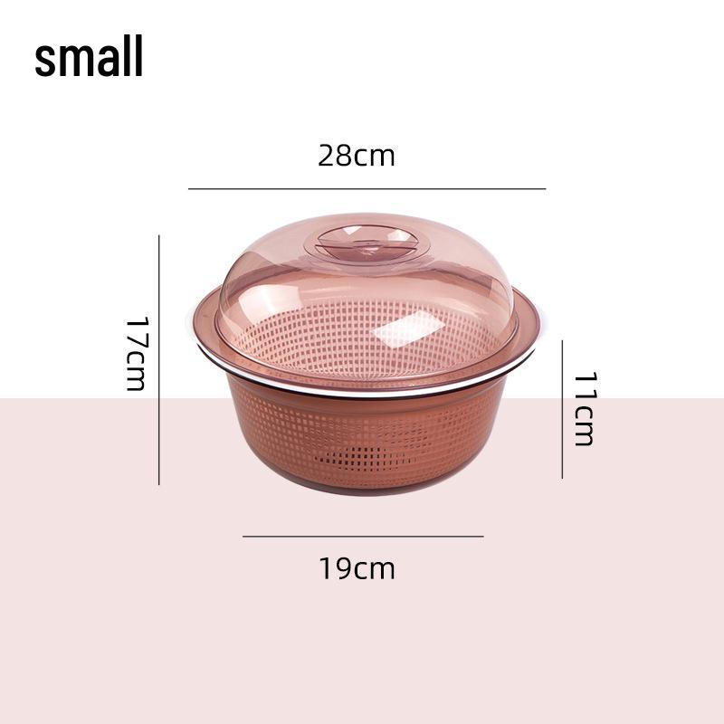 Large Kitchen Double-Layer Drain Basket with Lid for Fruit & Vegetable Washing and Storage