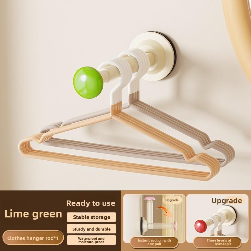 Plastic Suction Cup Wall Mount Organizer With Telescopic For Bathroom And Bedroom Storage