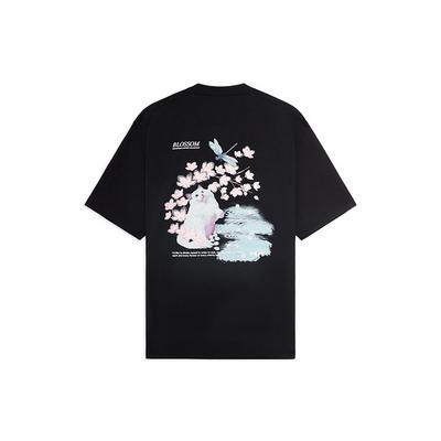 Li Ning SS22 Sakura Serie Lässiges Sport Atmungsaktives Mikro-Logo Kurzarm T-Shirt Unisex Oberteile Schwarz AHSS911-3