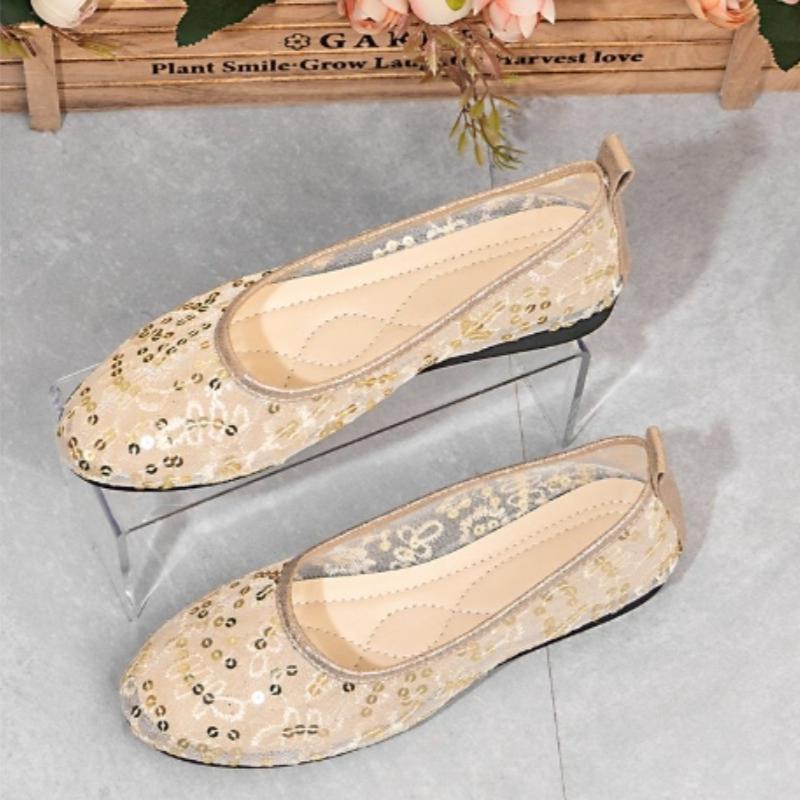 Fashion Summer Fashion New Sexy Solid Color Flat Bottom Women's Comfortable Embroidered Square Toe Casual Elegant Walking Shoes