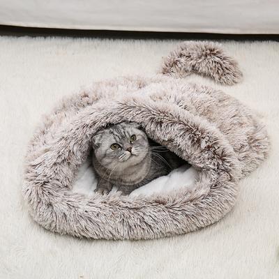 Kedi Yuvası Evcil Hayvan Matı Küçük Köpek Kedi Yarım Paket Evcil Hayvan Uyku Tulumu Matı Çift Amaçlı Sonbahar ve Kış Sıcak Peluş Kedi Uyku Tulumu
