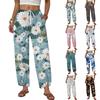Women's Casual Straight Leg Wide Leg Drawstring Print Pants