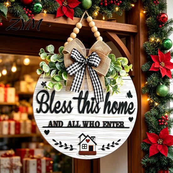 All Season Home Decorations Welcome Sign for Front Door Porch, Round Wooden Hanging Rustic Farmhouse Hanger Plaque, Hanger, Thoughtful Gifts Neighbors