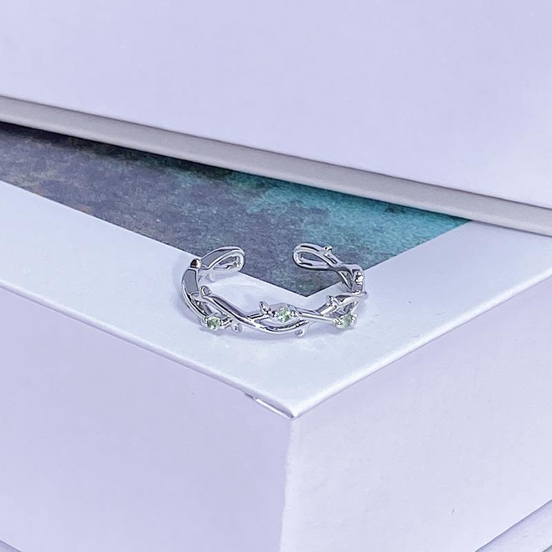 Light Luxury Color Treasure Cool Feeling Green Super Fairy Super Flash Full Diamond Inlaid Zir*****Pening Ring Small Cool Senior Ring Woman