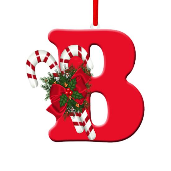 Christmas Acrylic Letter Hanging Decoration Car Rearview Mirror Xmas Tree A to Z Alphabet
