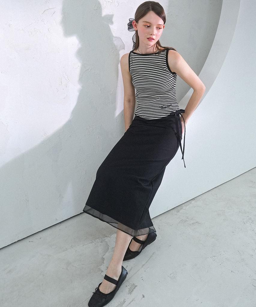 Viva Sers Gaia Oganza Layered Long Skirt White