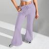 Ladies Fashion Loose Draw String Waist Solid Color Cargo Pants Leisure Flares