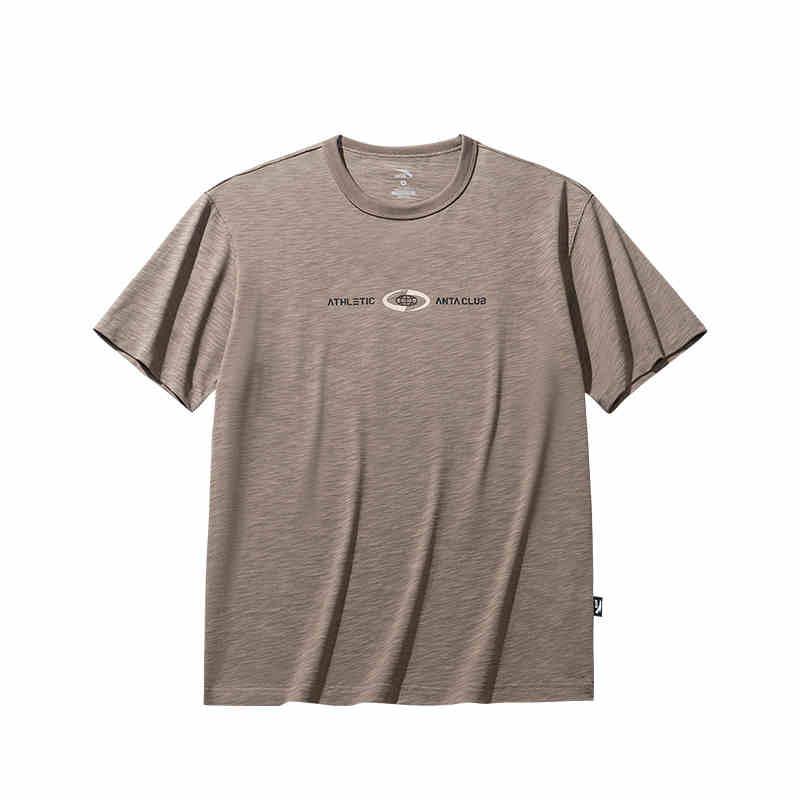 

Anta Sports Lifestyle Series Breathable Versatile Loose Short Sleeve T-Shirt Men Tops Gray Brown 952528109-5 S