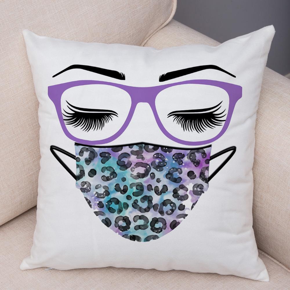 Fashion Mask Eyelash Print Pattern Pillowcase Cover  Bed Car Office Decorative