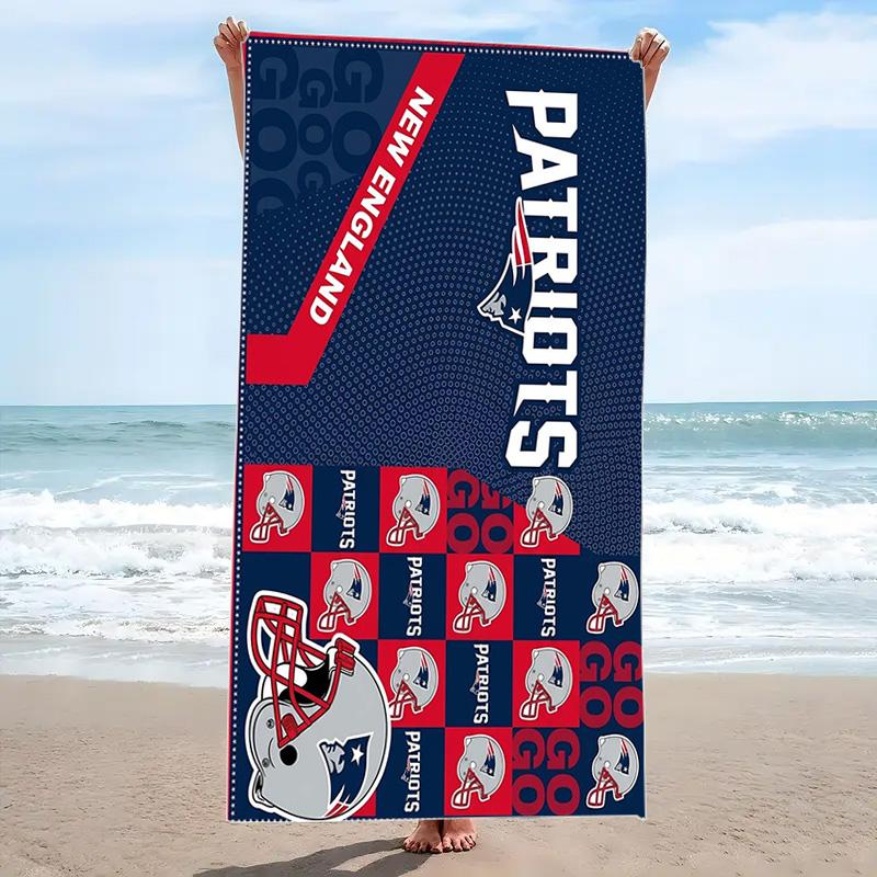 New England Patriots Logo Print Beach Towel, Large Soft Quick Dry Towel for Beach Camping Swimming