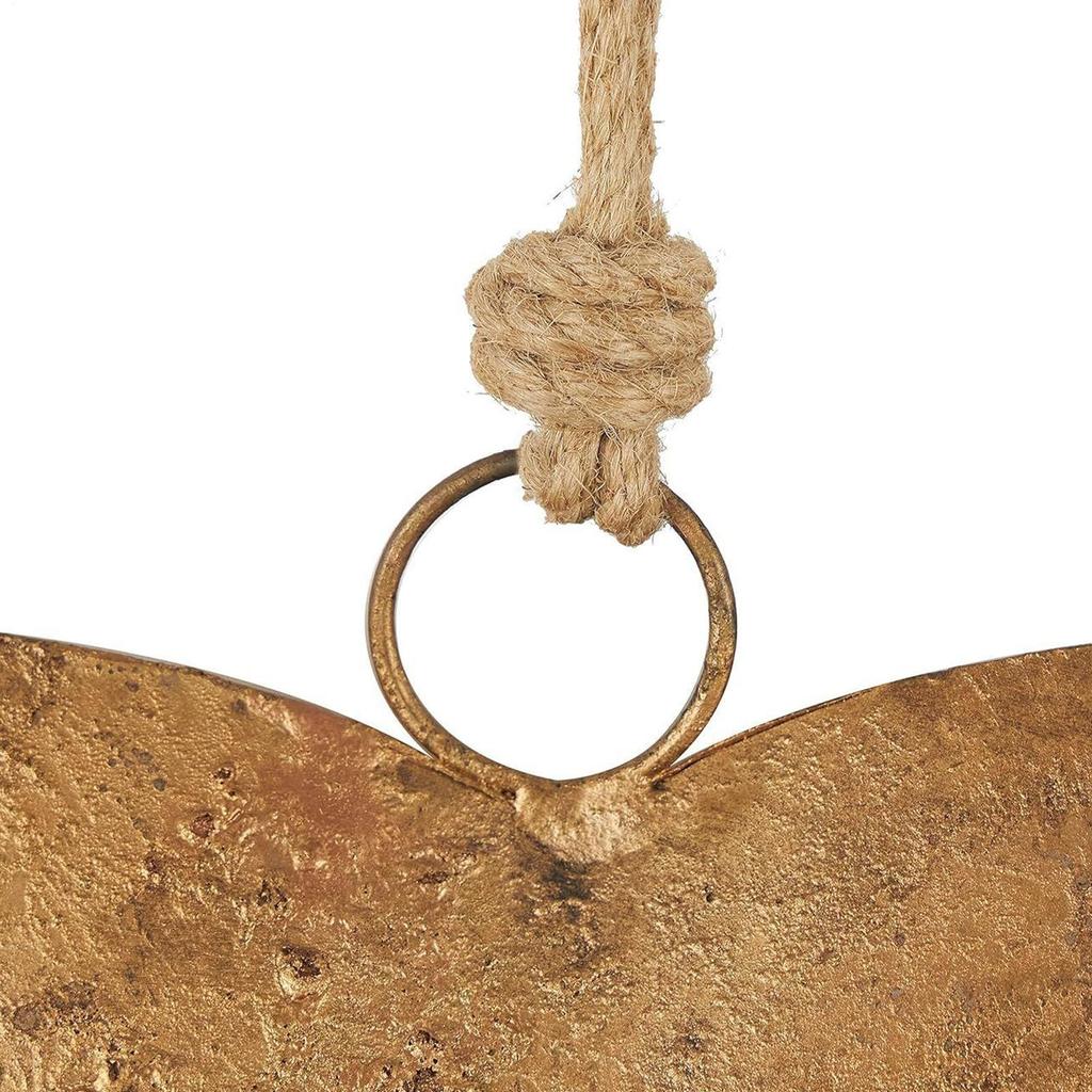 Colgantes de Pared de Corazón de Metal Acabado Dorado Antiguo Campana de Corazón Vintage Arte de Pared de Corazón de Metal con Cuerda para Colgar para Hogar Interior