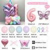 56pcs/set Butterfly Number Balloon Set Pink Numbers 1-9 Purple Butterflies for Valentine's Day Anniversary Birthday Party Decors