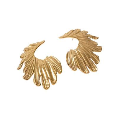 Orecchini a Bottone Retro Ala in Oro 18k-Titanio Acciaio Inossidabile per Donna
