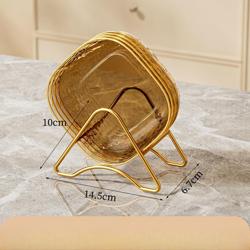 Square Trays with Golden Borders, Suitable for Serving,  Fruits, Desserts, Cakes, Snacks, Breakfast
