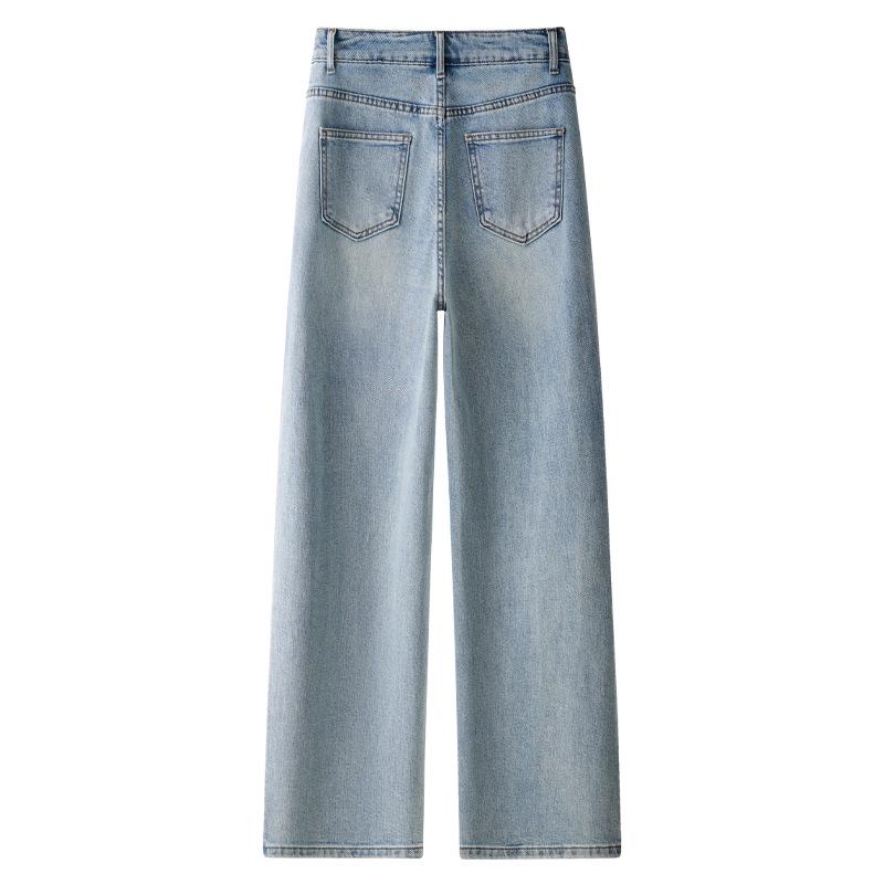 Women's Light Blue Retro Wide-Leg High-Waisted Jeans - 2025 Spring/Autumn Collection