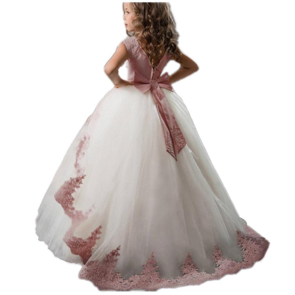 White Flower Girl Princess Wedding Dress - Elegant Kids' Formal Wear