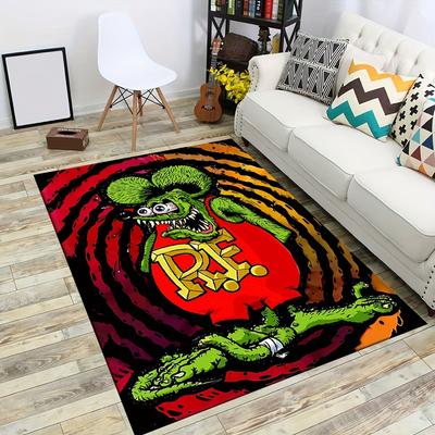 1pc Funny Fink Rat Cartoon Area Mat Crystal Velvet, Non-Slip Floor Mat for Living Room, Bedroom, Office & Outdoor Spac