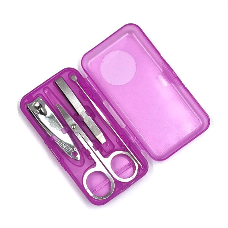 

Набір кусачок для нігтів Кольорова коробка Набір інструментів для манікюру з 4 предметів Кусачки для нігтів Маленькі ножиці Совок для вух #C0PYE# Boxed фіолетовий