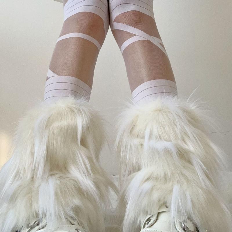 Women's Furry Leg Warmers Plush Fuzzy Boot Covers Toppers for Winter Fashion Costume Parties Thermal Leg Gaiters Socks