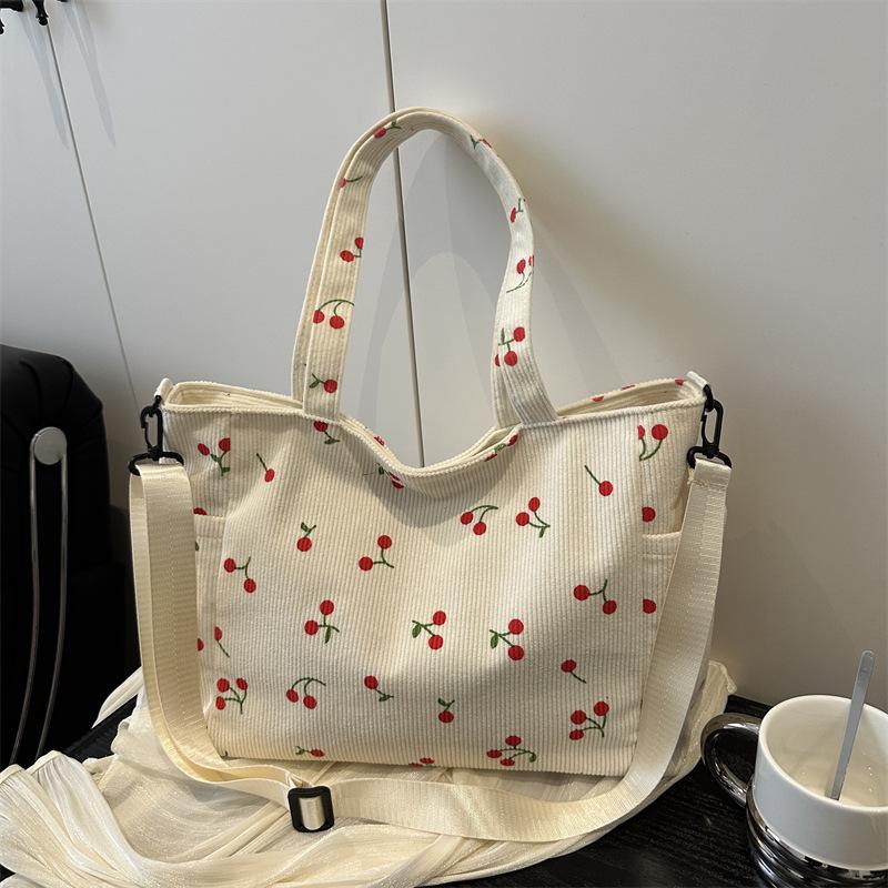 Large Capacity Bucket Tote Bag Cotton Casual Shoulder Handbag for Women