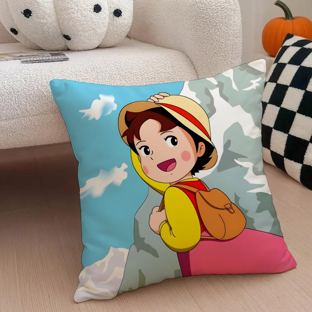 Heidi Peter And Grandpa Alps Goat Mountain Cushion Cover Throw Pillow Cover Hidden Button Durable Polyester Chair Cushion