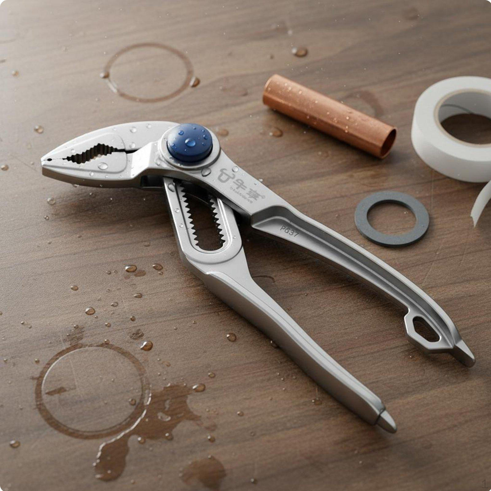 Small Adjustable Pipe Wrench Multifunctional Mini Water Pump Pliers Portable Push Button Groove