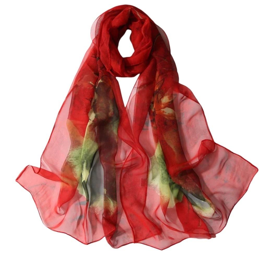 Floral Printing Thin Scarf Sun Protection Wrap Headscarf  for Beach and Sun Protection