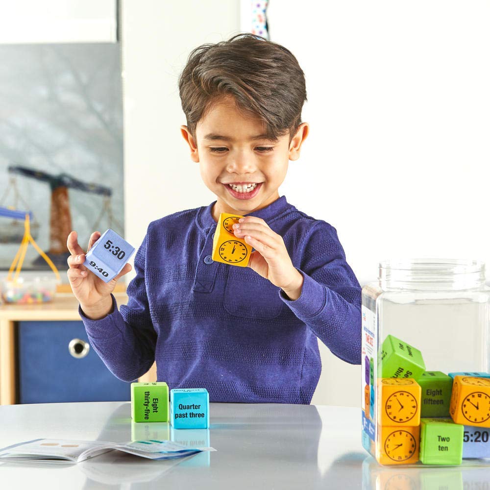 Learning Resources Math Educational Time Dice, English Version, 16-Piece Set, H2M91267, Authentic, 4 Colors