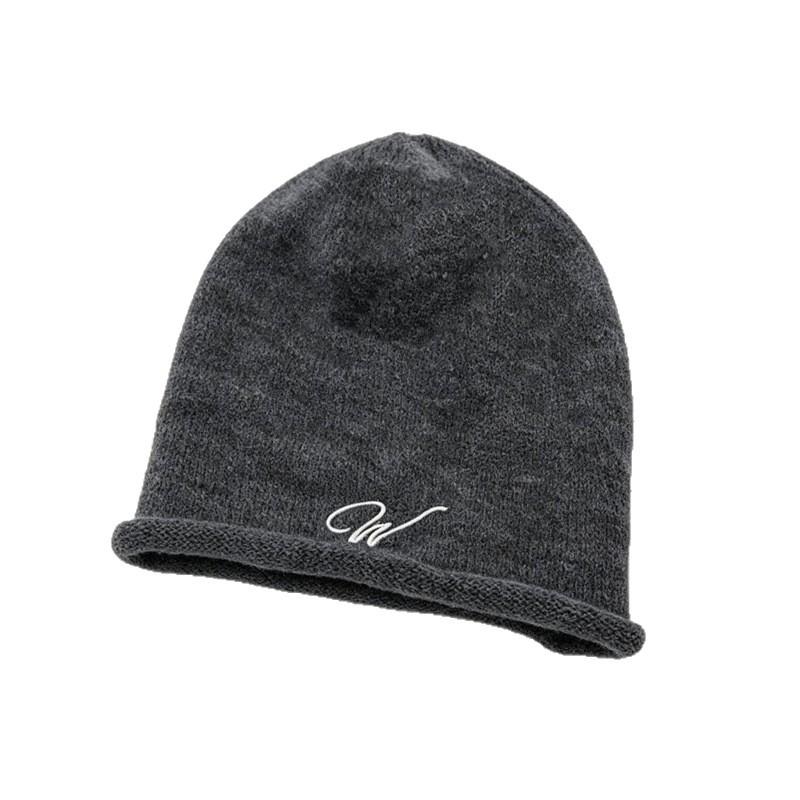 Curled knitted hat casual cold hat women's autumn and winter outdoor warm wool hat simple embroidery ear protection hat tide