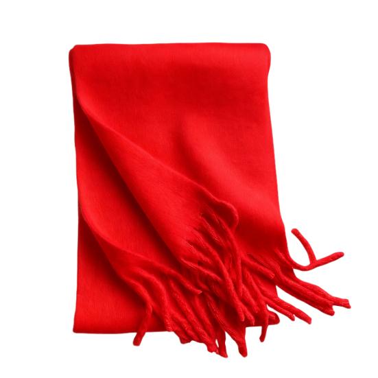 Women Winter Scarf Solid Color Thickened Warm Shawl Scarf with Tassel Design Cold Weather Fashion Accessories