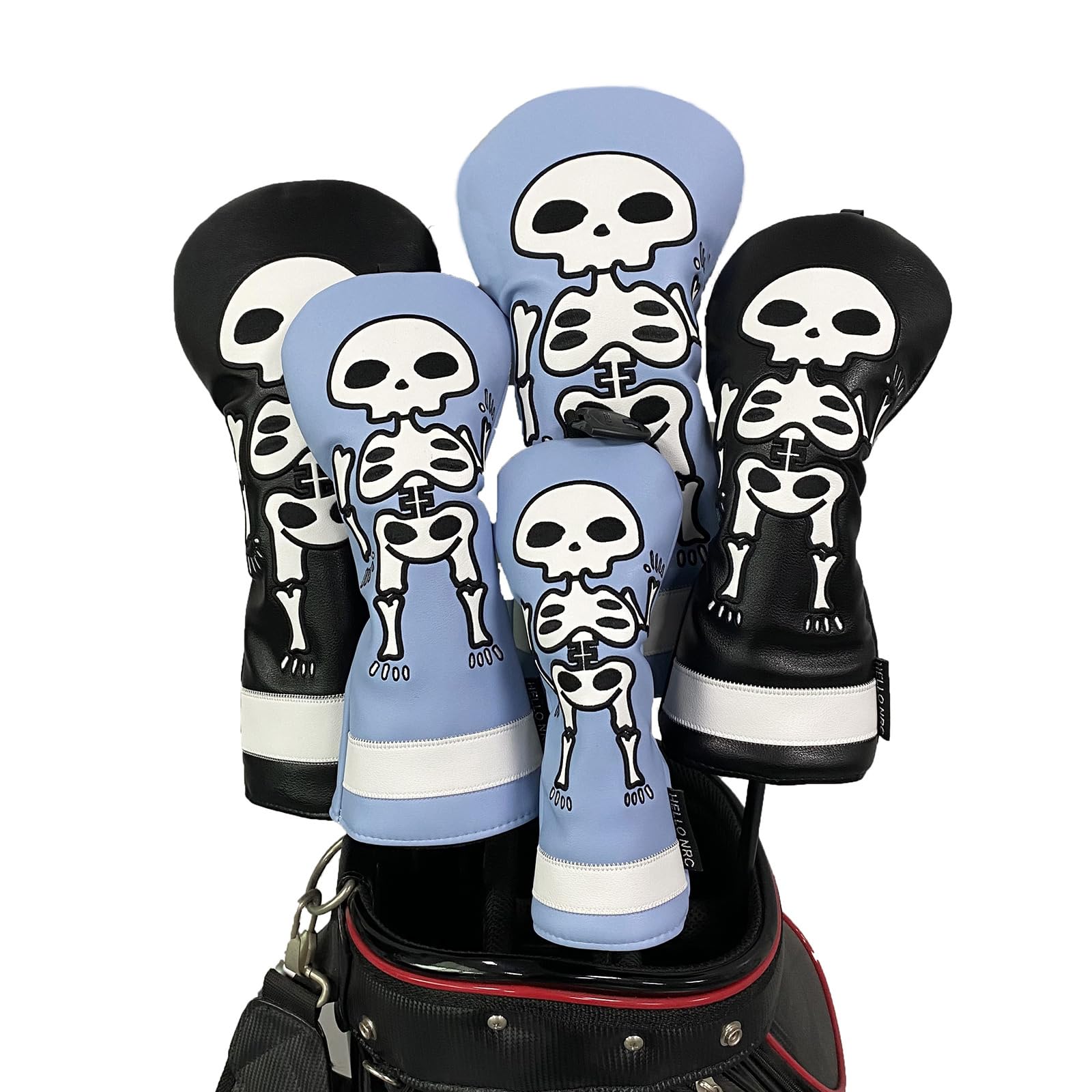 

Waterproof Golf Headcovers for Fairway and Driver Golf Sold Individually or as a Set of Includes a Skeleton Man Design 1 Utility, Wood, Clubs. 4.