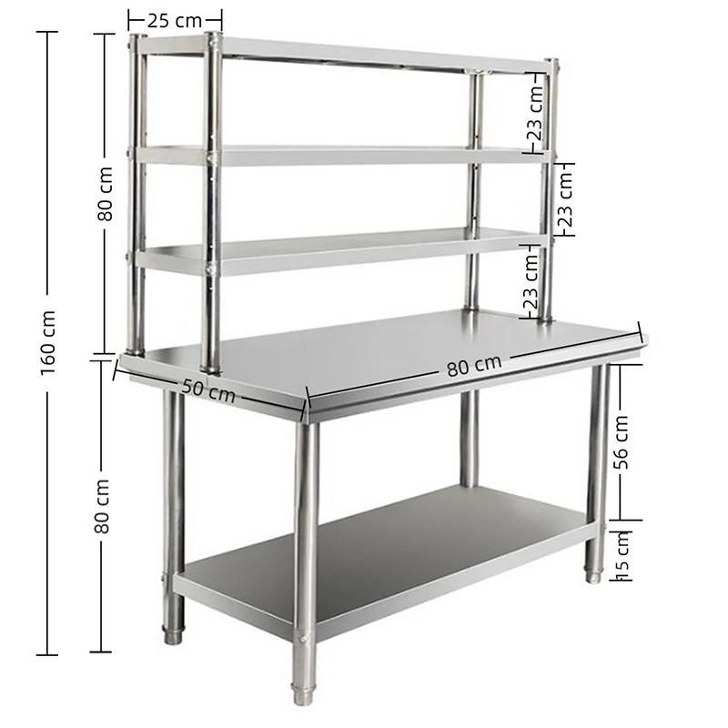 Multifunctional Stainless Steel Table For Home Use, With Adjustable Legs, Available In Multiple Sizes.