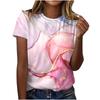 2025 New Summer Temperament Women's Sunrise Printed Women's T-shirt Round Neck Short Sleeve Street Casual Daily Basic Tops