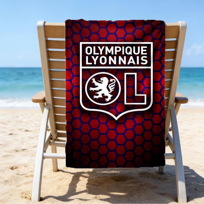 Lyon Football Crest Printed Beach Towel, Super Soft Microfiber, Perfect Gift Birthday, for Pool, Beach, Travel, for Family and Friends