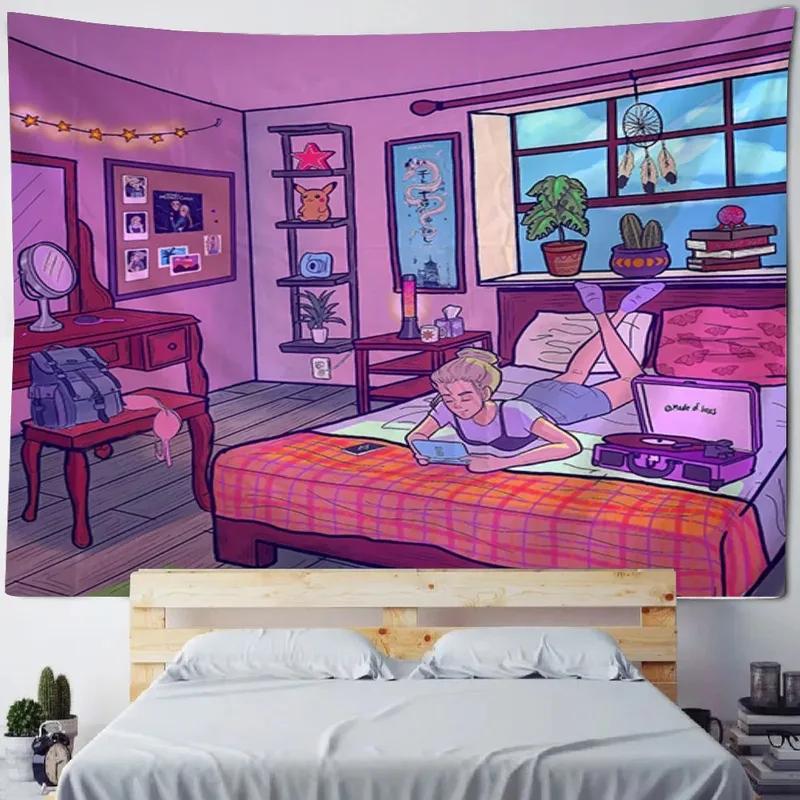 Home Wall Decoration Tapestry Anime Cute Girl Background Office Living Room Tapestry