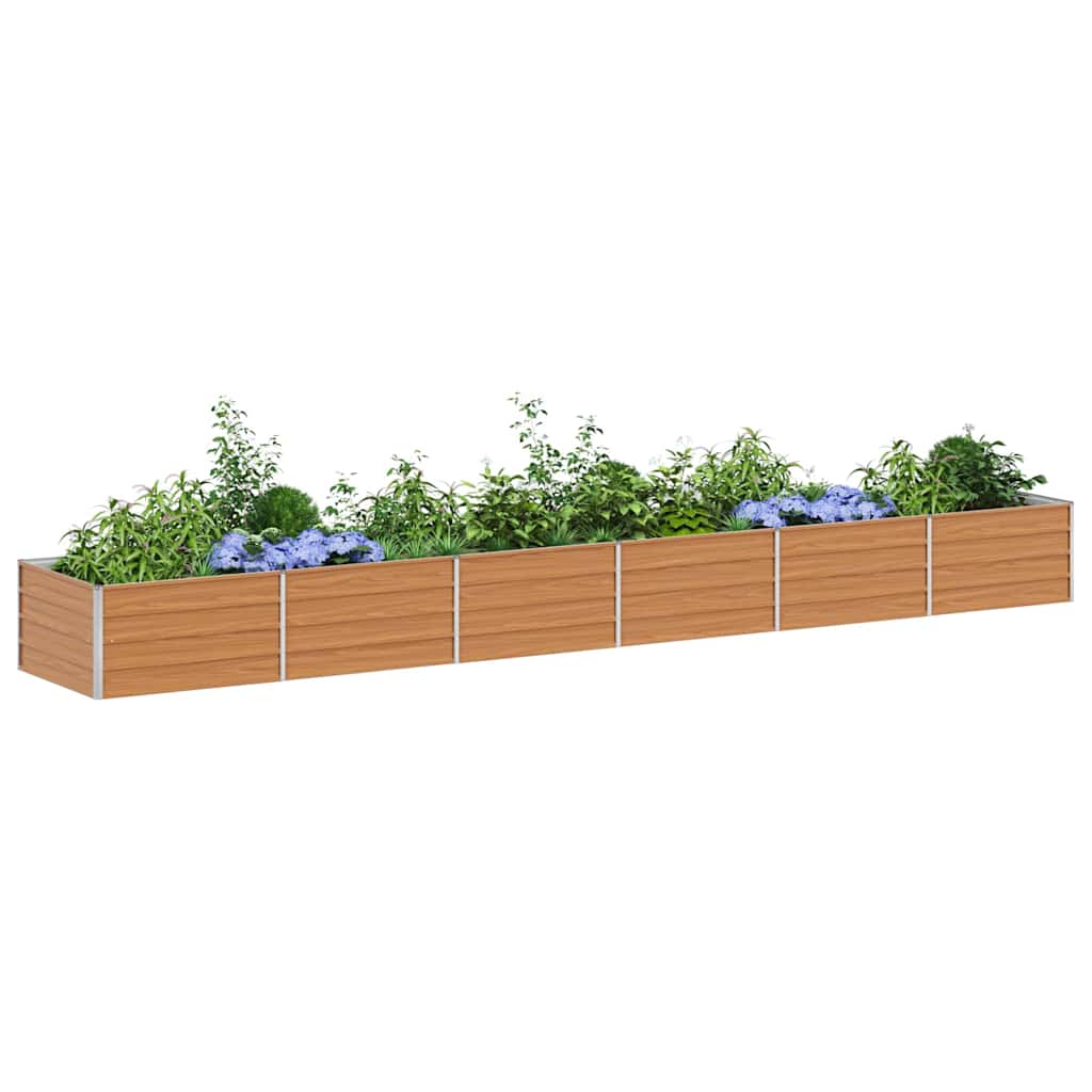 Raised Bed Light Brown 480 X 80 X 45 Cm Galvanized Steel