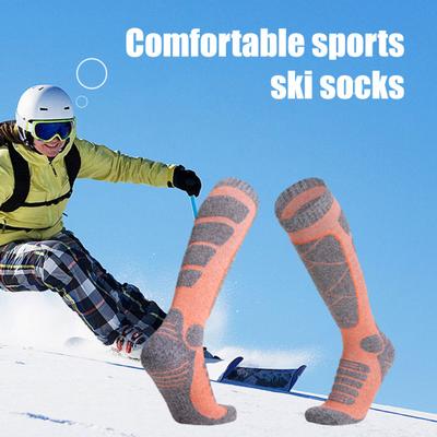 Vysoké lyžiarske ponožky pre mužov a ženy, elastické, termo, priedušné, s tlmením nárazov, na snowboarding, turistiku, horolezectvo