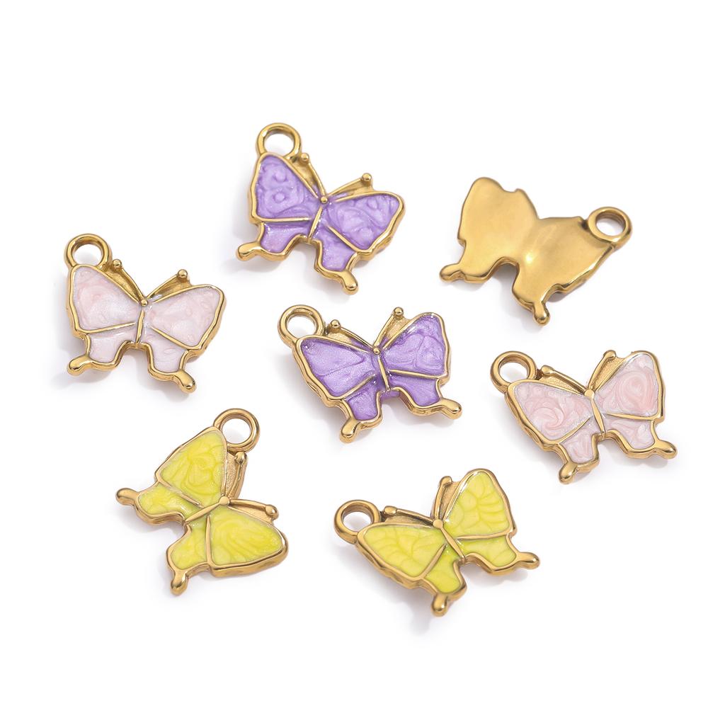 5Piece/Pack  13.5*14mm 304 Stainless Steel Butterfly Shape Charms Pendants for DIY Bracelet Necklace Jewelry Making Accessories