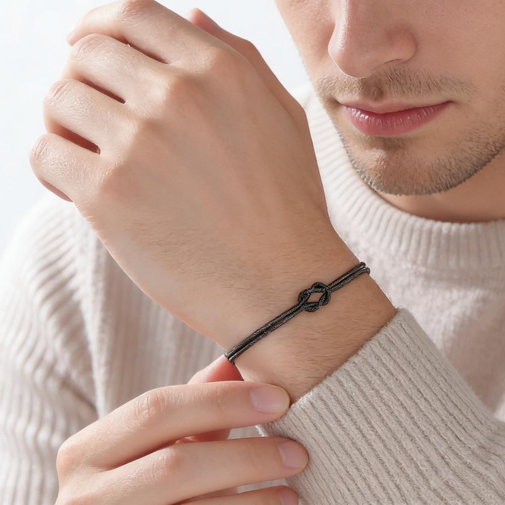 Braccialetti per Coppia in Acciaio Inossidabile Colore Oro Nero Catena Doppia a Serpente Nodi d'Amore Braccialetti Donna Uomo Gioielli Minimalisti Regalo